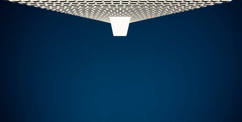 Geometric Ceiling Structure — Blue