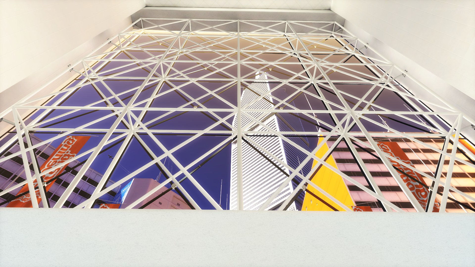 geometric ceiling view of city