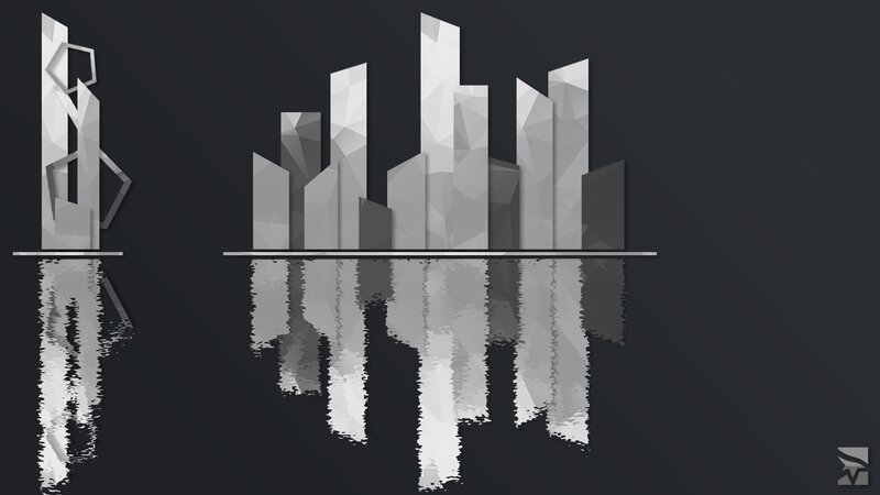 Geometric Cityscape — Gray