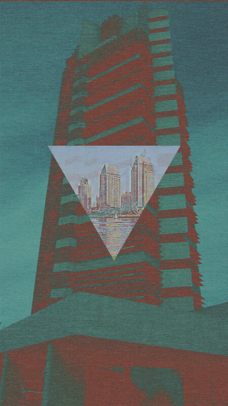 Geometric Cityscape — Teal