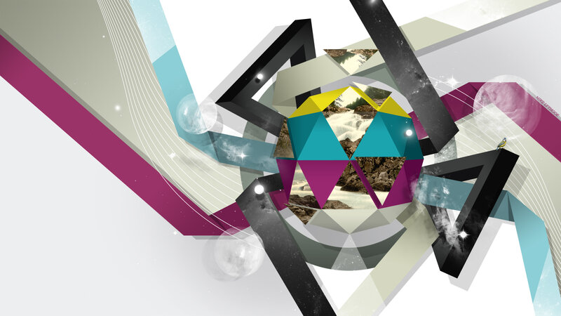Geometric Collage with Landscape