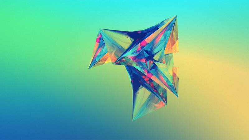 Geometric Crystal Shape — Blue, Calm, Digital Art
