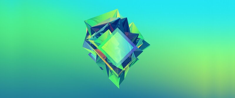 Geometric Crystal Shape — Green, Calm