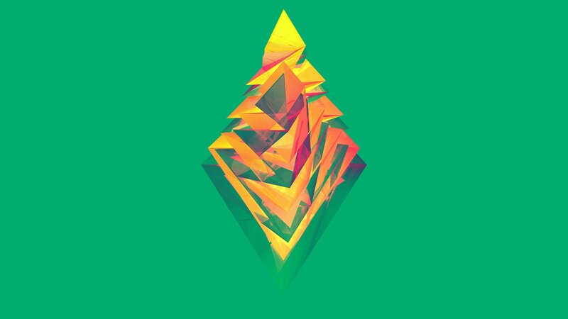 Geometric Crystal Shape — Green, Vibrant