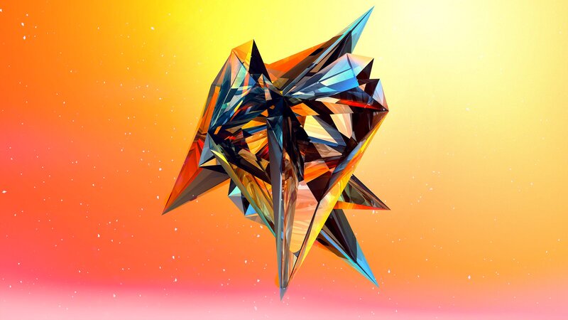 Geometric Crystal Shape — Orange, Vibrant