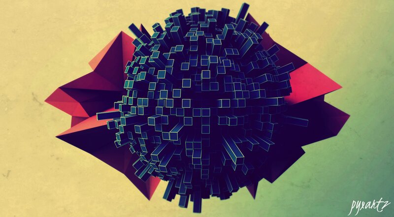 Geometric Cube Cluster — Blue