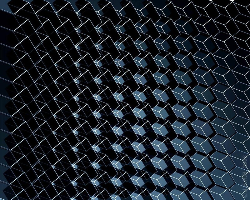 Geometric Cube Pattern — Black, Abstract