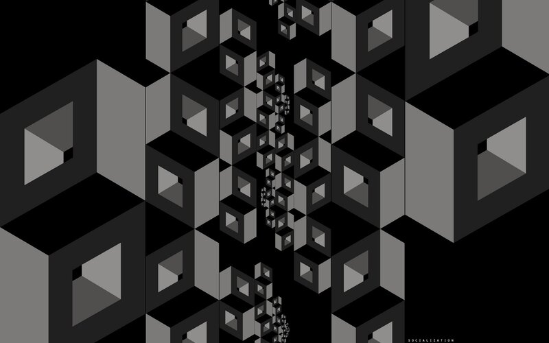 Geometric Cube Pattern — Black