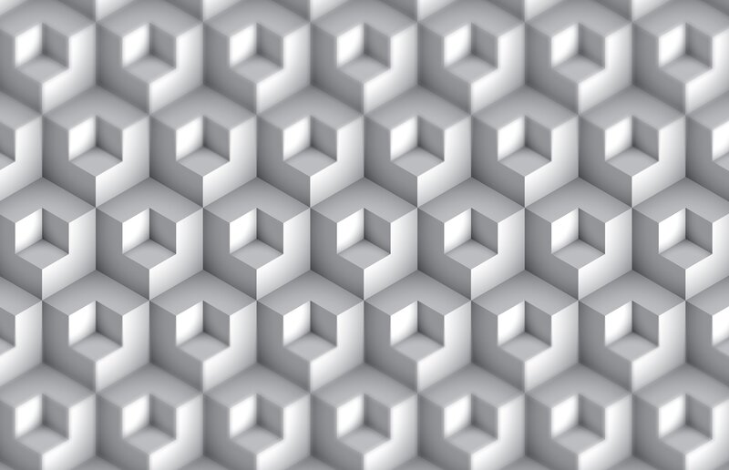 Geometric Cube Pattern — Gray