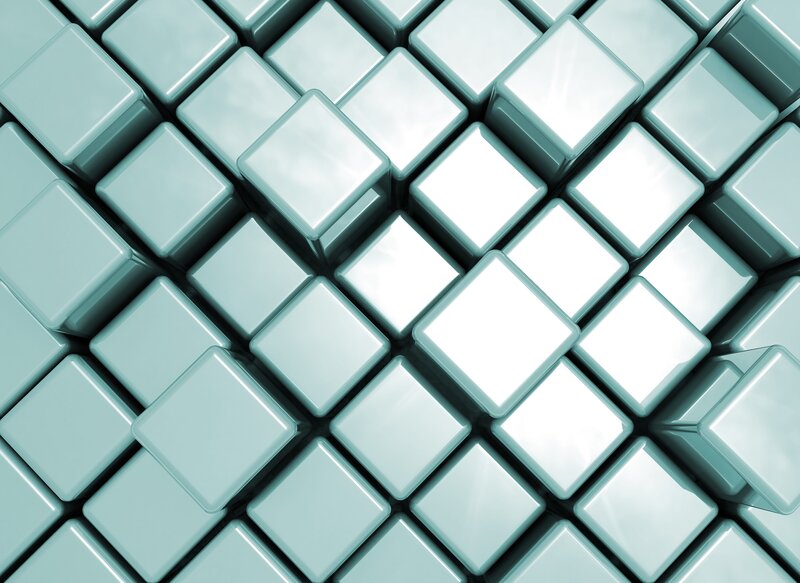 Geometric Cube Pattern — Teal, Neutral