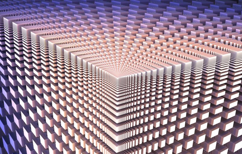 Geometric Cube Pattern — White, Abstract