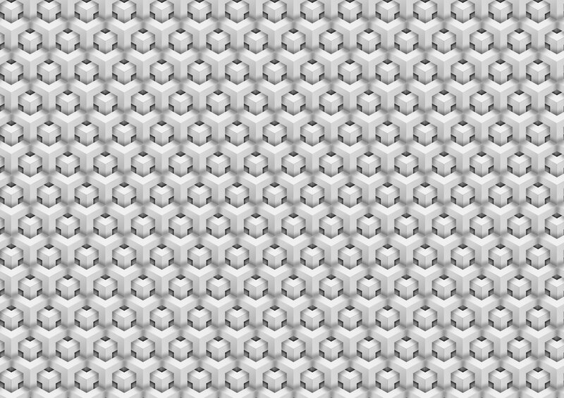 Geometric Cube Pattern — White, Neutral