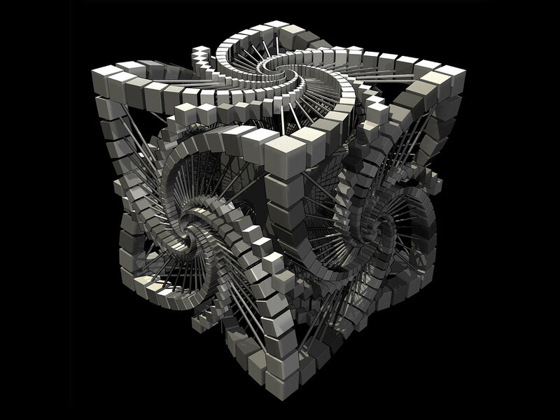 Geometric Cube Sculpture — Gray