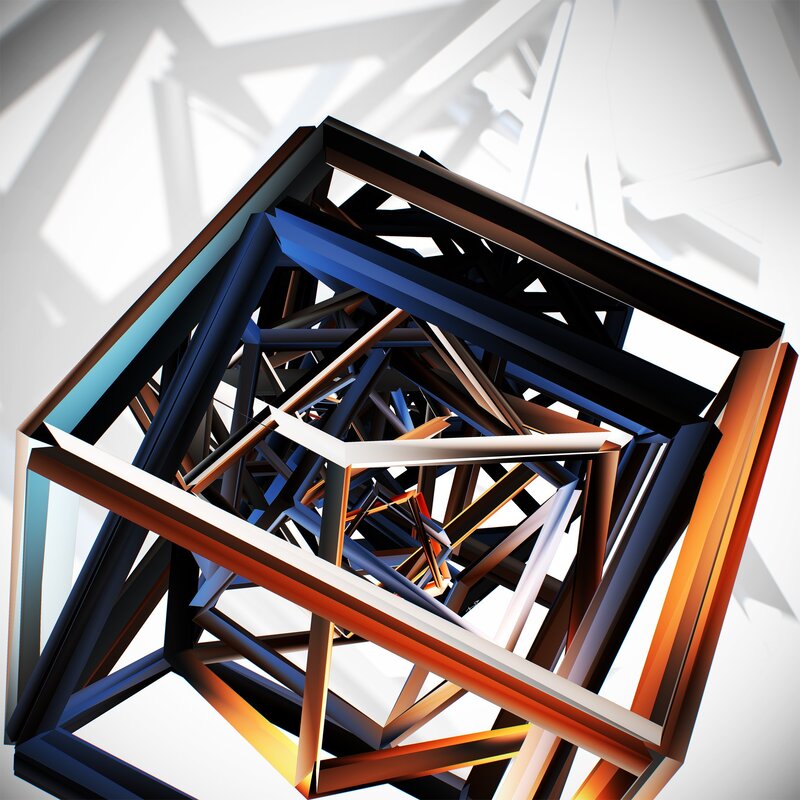Geometric Cube Structure — Black, Abstract, 3d Render