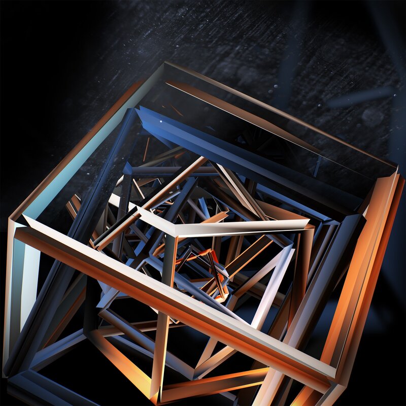 Geometric Cube Structure — Black, Dramatic, 3d Render
