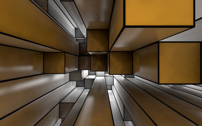 Geometric Cube Tunnel — Brown