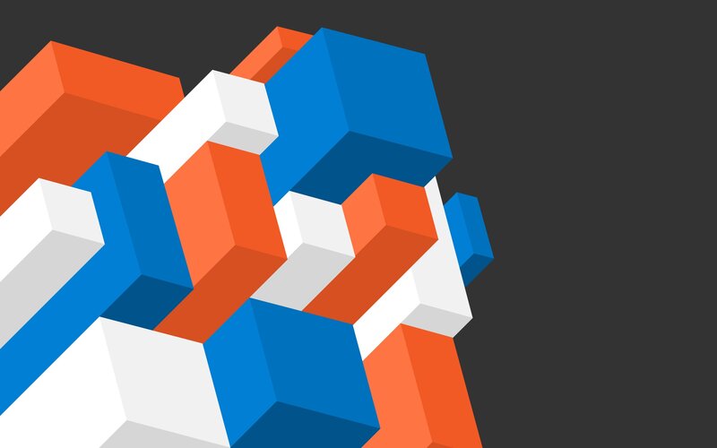 Geometric Cubes — Blue, Dynamic, Abstract, Blocks