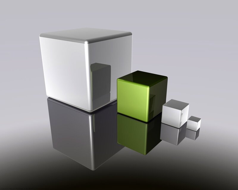 Geometric cubes on reflective surface