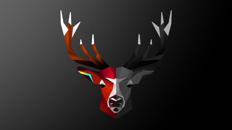 Geometric Deer Head — Black, Dramatic