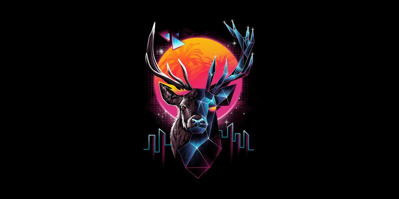 Geometric Deer Head — Black, Futuristic