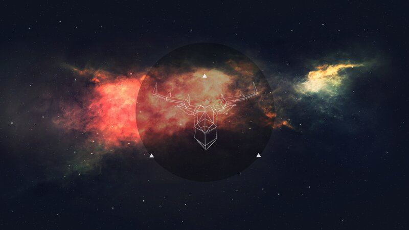 Geometric Deer Head — Black