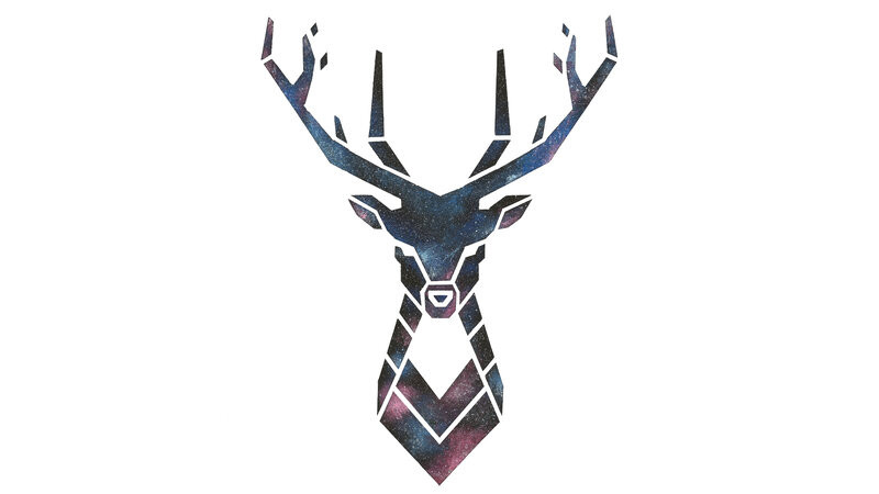 Geometric Deer Head — Blue, Cosmic