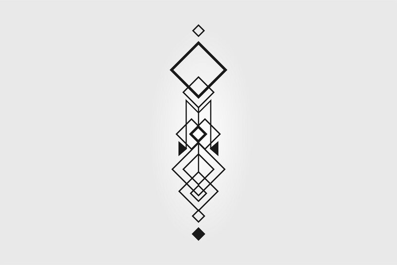Geometric Diamond Pattern — Black, Minimalist
