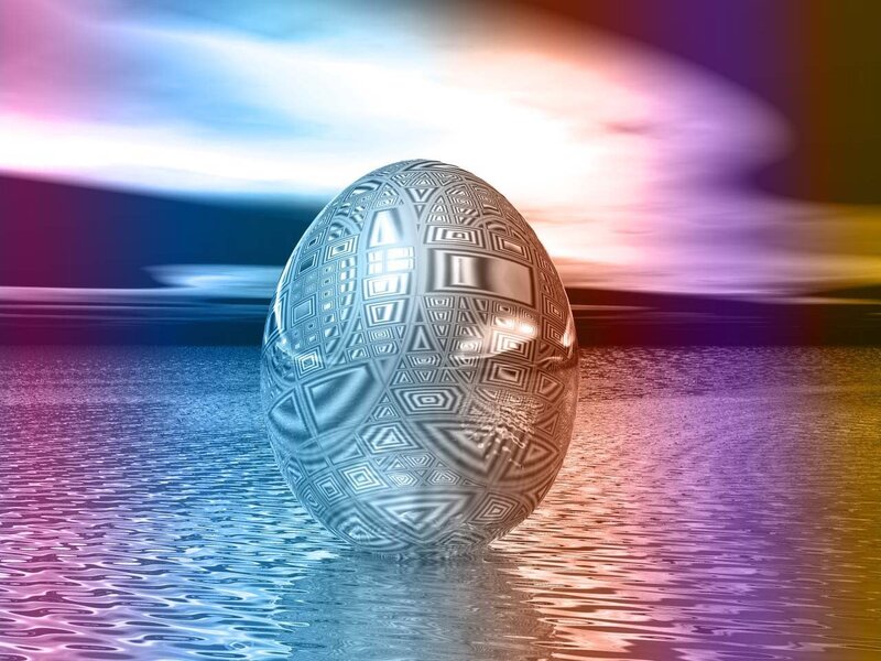 geometric egg on water