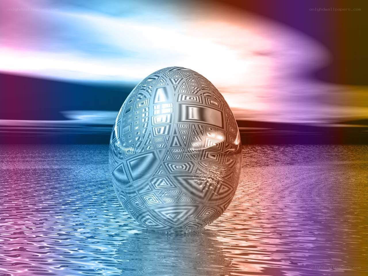geometric egg on water