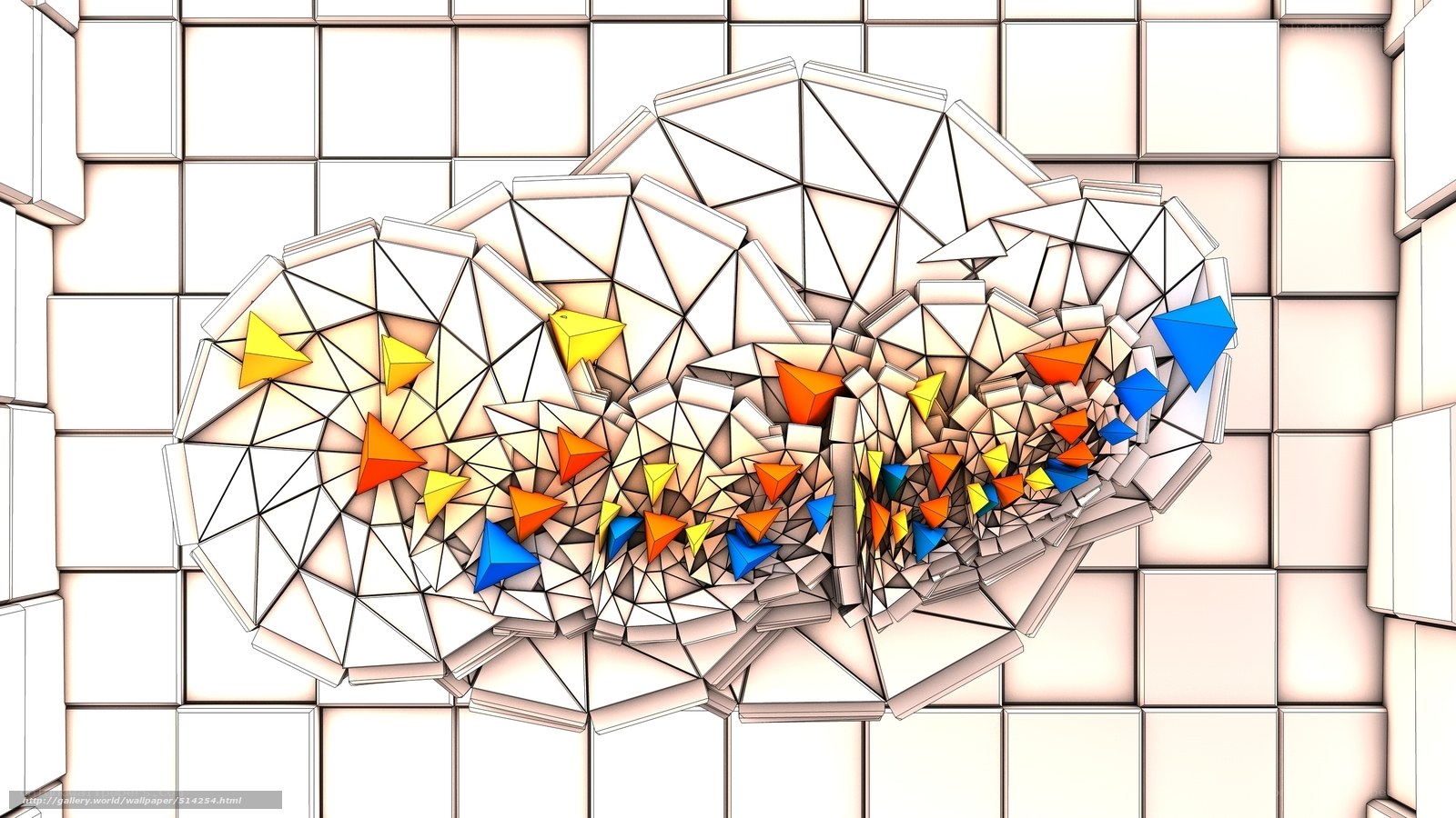 Geometric explosion in white grid