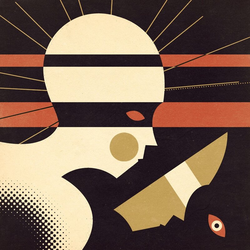 Geometric figure with knife