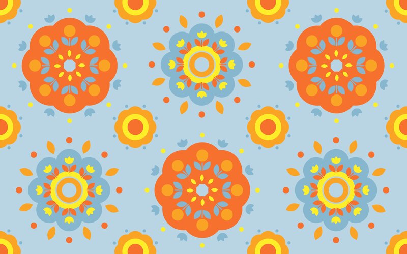 Geometric Floral Pattern — Blue