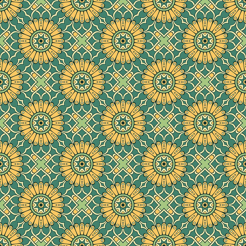 Geometric Floral Pattern — Green