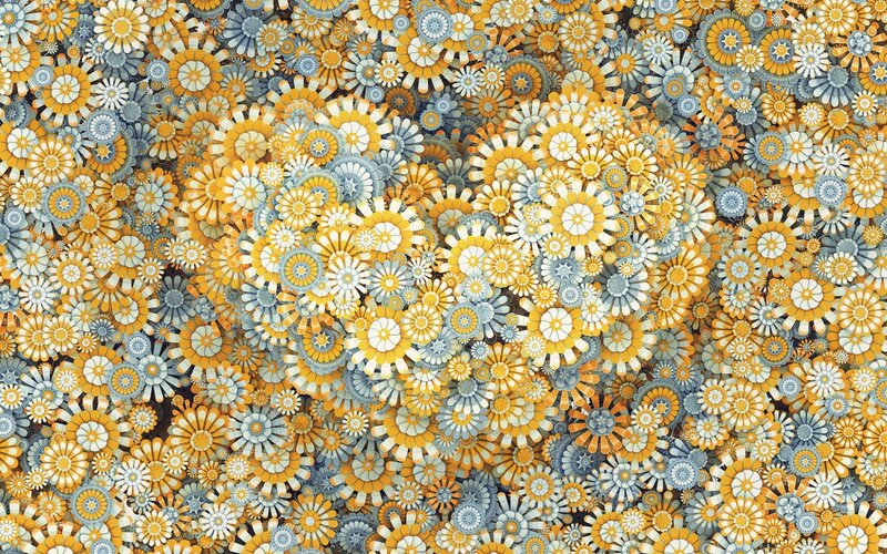 Geometric Flower Pattern — Yellow