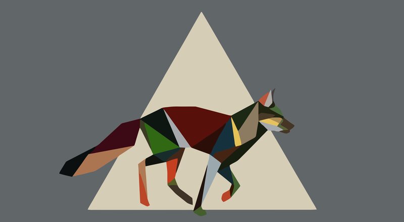 Geometric Fox Illustration — Gray