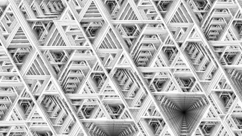 Geometric Fractal Pattern — Black, Hypnotic, Abstract