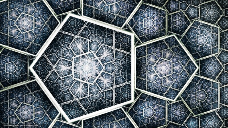 Geometric Fractal Pattern — Blue, Hypnotic