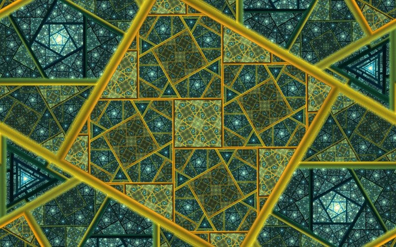 Geometric Fractal Pattern — Gold, Complex