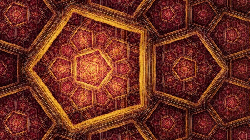 Geometric Fractal Pattern — Gold, Hypnotic