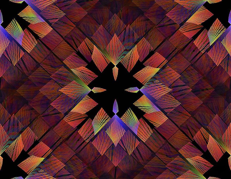 Geometric Fractal Pattern — Purple, Hypnotic, Abstract, Diamond Shapes