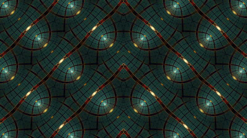 Geometric Fractal Pattern — Teal, Hypnotic