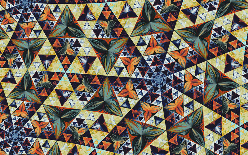 Geometric Fractal Pattern — Yellow