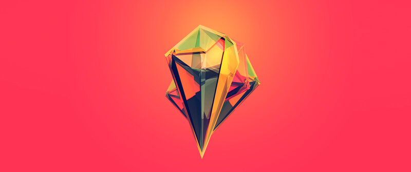 Geometric Gem Shape — Red