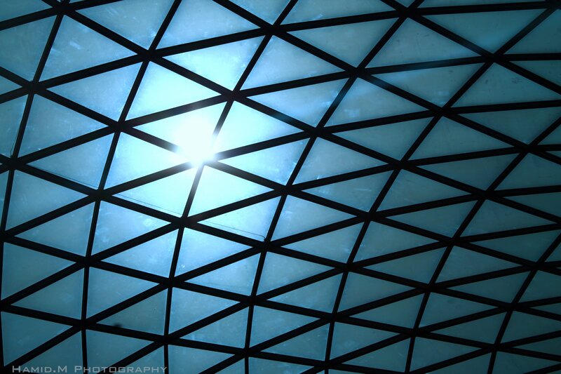 Geometric Glass Ceiling — Blue, Dramatic