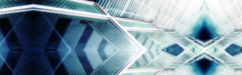 Geometric Glass Structure — Blue, Dramatic