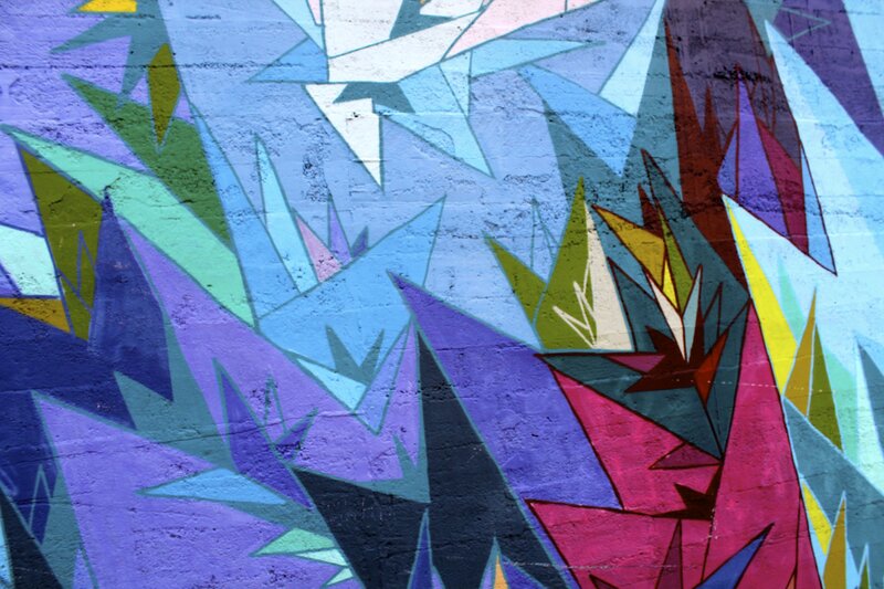 Geometric Graffiti on Wall