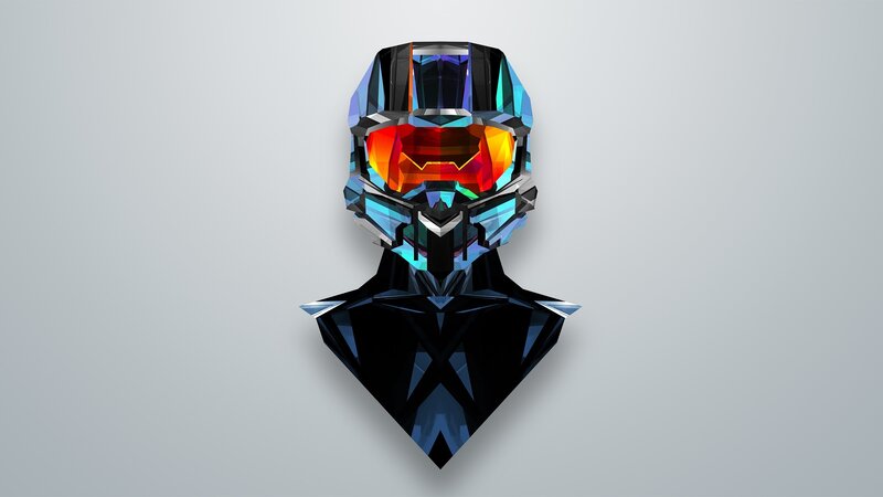 geometric helmet portrait