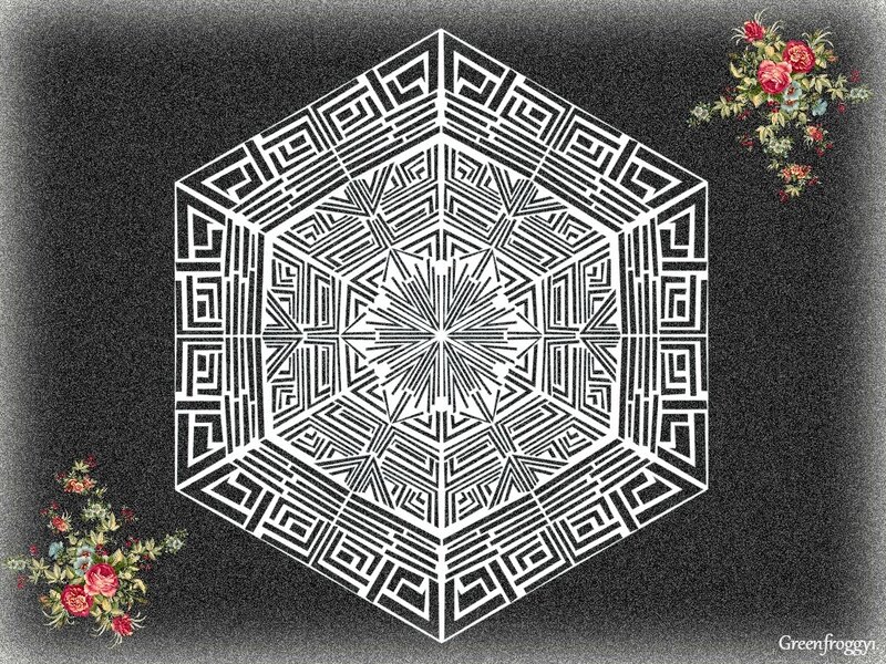 Geometric Hexagon Pattern — Black