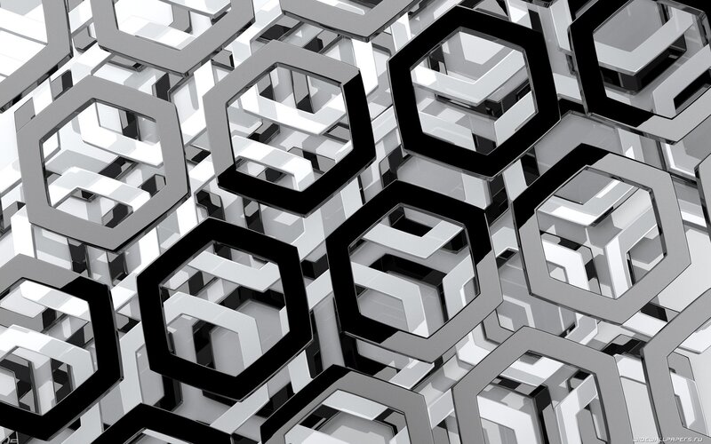 Geometric Hexagonal Pattern — Black, Abstract, Digital Art