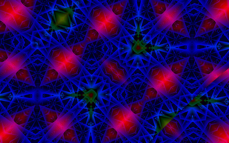Geometric Kaleidoscopic Pattern — Blue